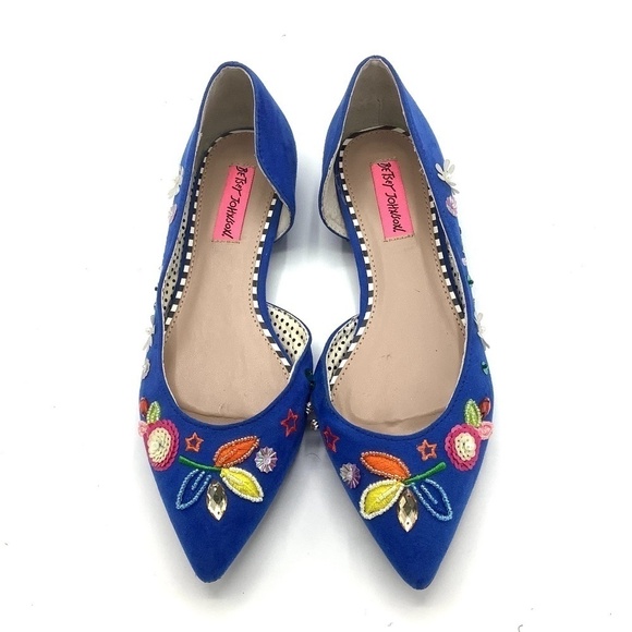 Betsey Johnson  Cypress Blue Beaded‎ Embellished Flats Size 6.5 - Picture 6 of 16